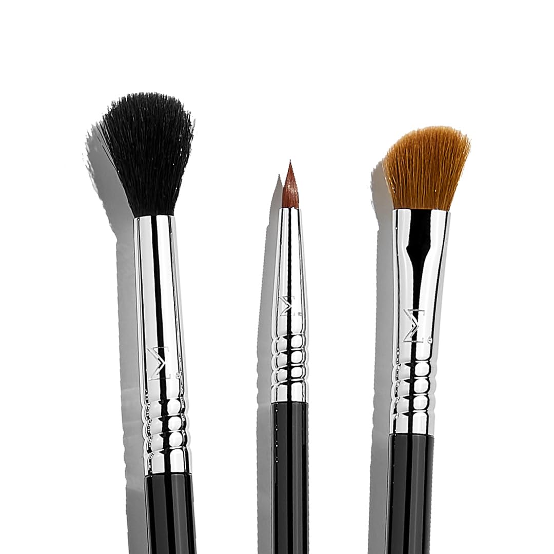 Sigma Beauty Essential Makeup Brushes Set – Professional Grade Makeup Brush Set with Premium Fibers and Sleek, Durable Handles for Face & Eyes, Includes 12 CK001 Black Makeup Brushes