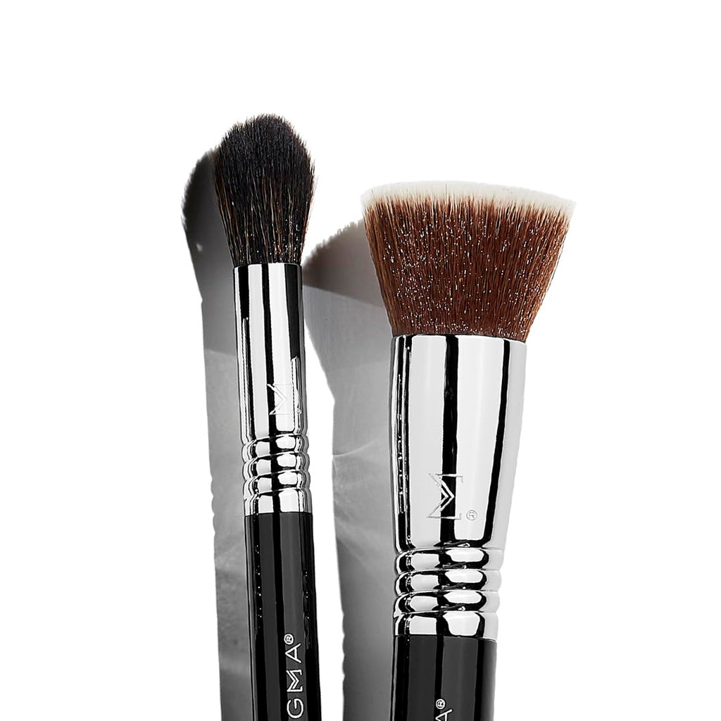 Sigma Beauty Essential Makeup Brushes Set – Professional Grade Makeup Brush Set with Premium Fibers and Sleek, Durable Handles for Face & Eyes, Includes 12 CK001 Black Makeup Brushes