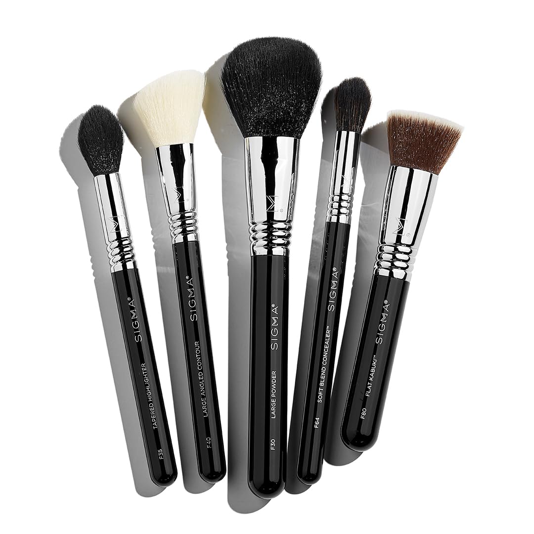 Sigma Beauty Essential Makeup Brushes Set – Professional Grade Makeup Brush Set with Premium Fibers and Sleek, Durable Handles for Face & Eyes, Includes 12 CK001 Black Makeup Brushes
