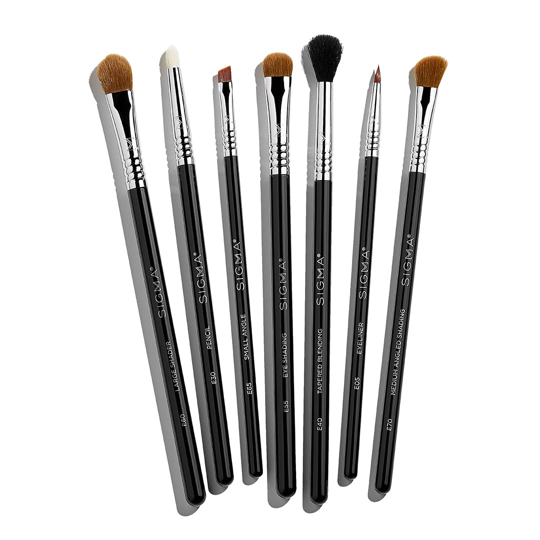 Sigma Beauty Essential Makeup Brushes Set – Professional Grade Makeup Brush Set with Premium Fibers and Sleek, Durable Handles for Face & Eyes, Includes 12 CK001 Black Makeup Brushes