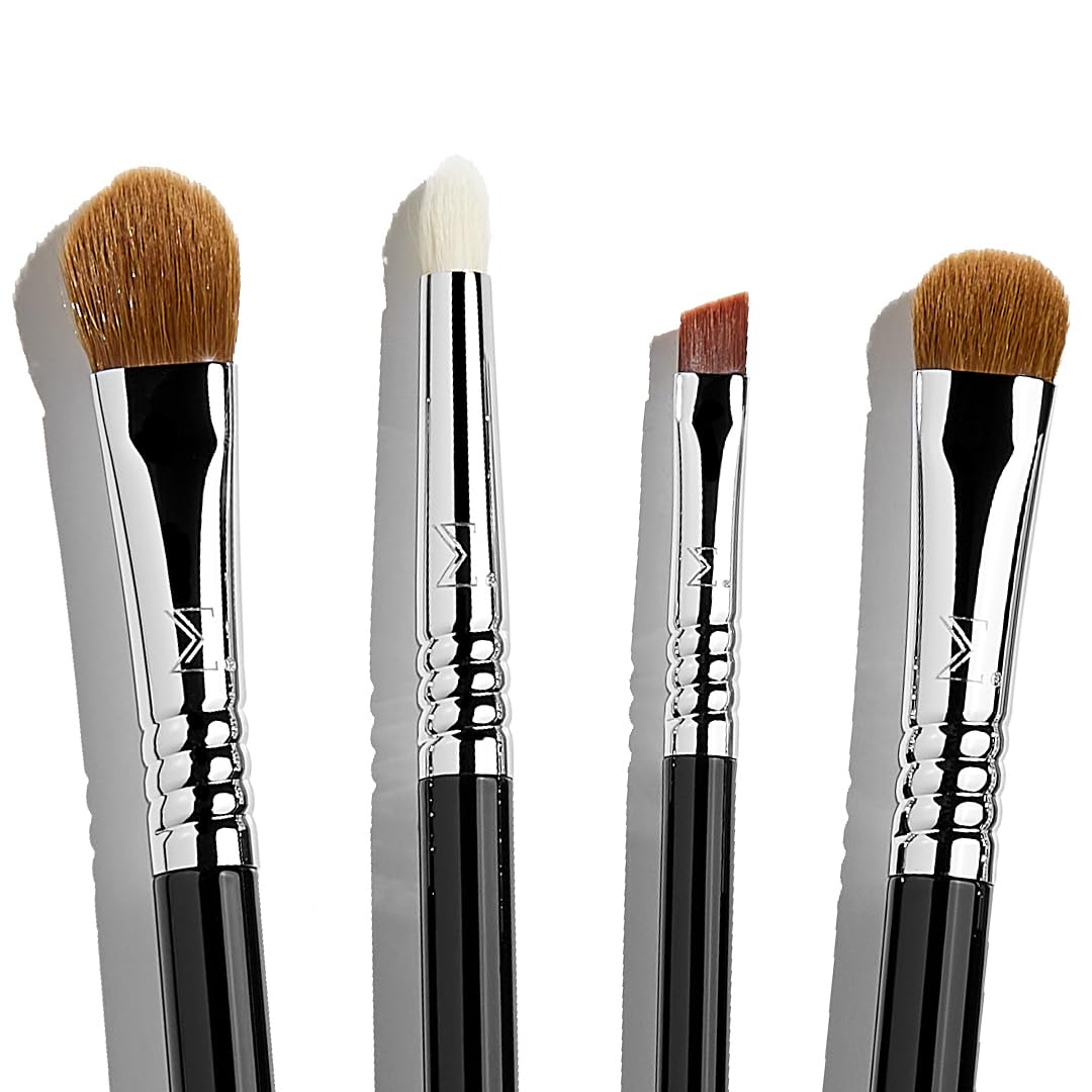 Sigma Beauty Essential Makeup Brushes Set – Professional Grade Makeup Brush Set with Premium Fibers and Sleek, Durable Handles for Face & Eyes, Includes 12 CK001 Black Makeup Brushes