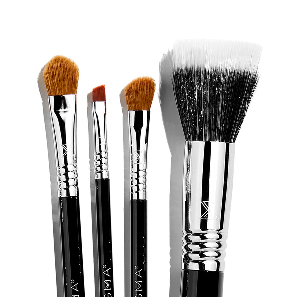 Sigma Beauty Essential Makeup Brushes Set – Professional Grade Makeup Brush Set with Premium Fibers and Sleek, Durable Handles for Face & Eyes, Includes 12 CK001 Black Makeup Brushes