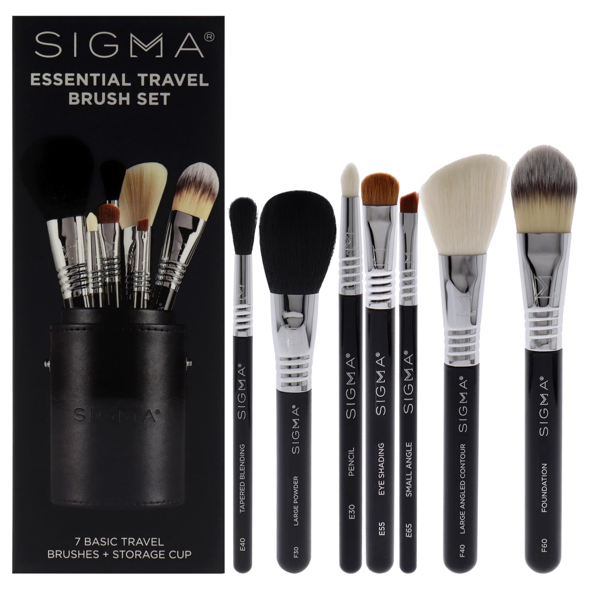 Sigma Beauty Essential Makeup Brushes Set – Professional Grade Makeup Brush Set with Premium Fibers and Sleek, Durable Handles for Face & Eyes, Includes 12 CK001 Black Makeup Brushes