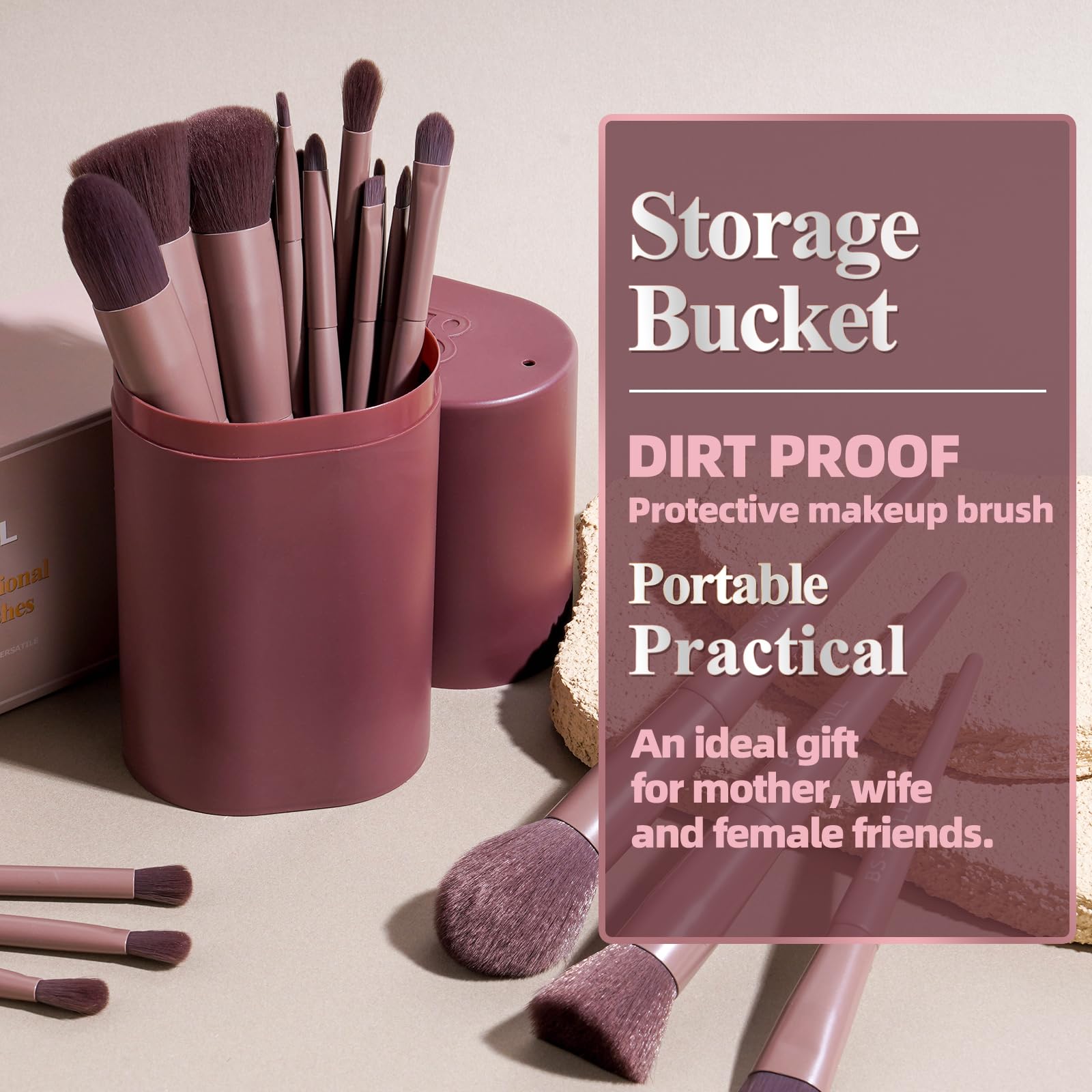 BS-MALL Professional Makeup Brush Set 18 Pcs Premium Synthetic Foundation Powder Concealers Eye Shadows Blush Makeup Brushes with Travel Case (Matte white beige)