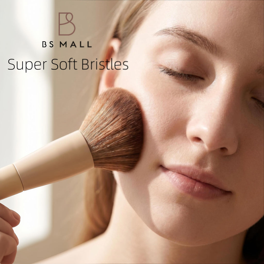 BS-MALL Professional Makeup Brush Set 18 Pcs Premium Synthetic Foundation Powder Concealers Eye Shadows Blush Makeup Brushes with Travel Case (Matte white beige)