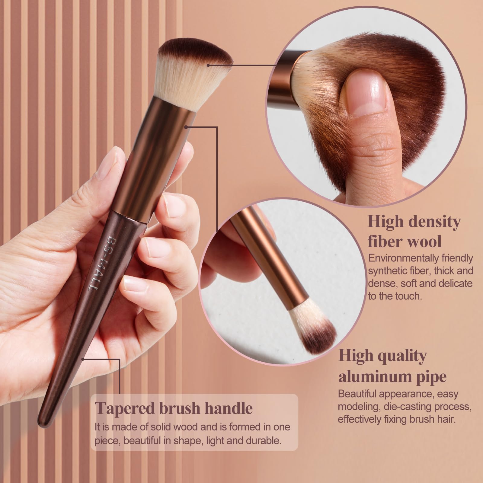 BS-MALL Professional Makeup Brush Set 18 Pcs Premium Synthetic Foundation Powder Concealers Eye Shadows Blush Makeup Brushes with Travel Case (Matte white beige)