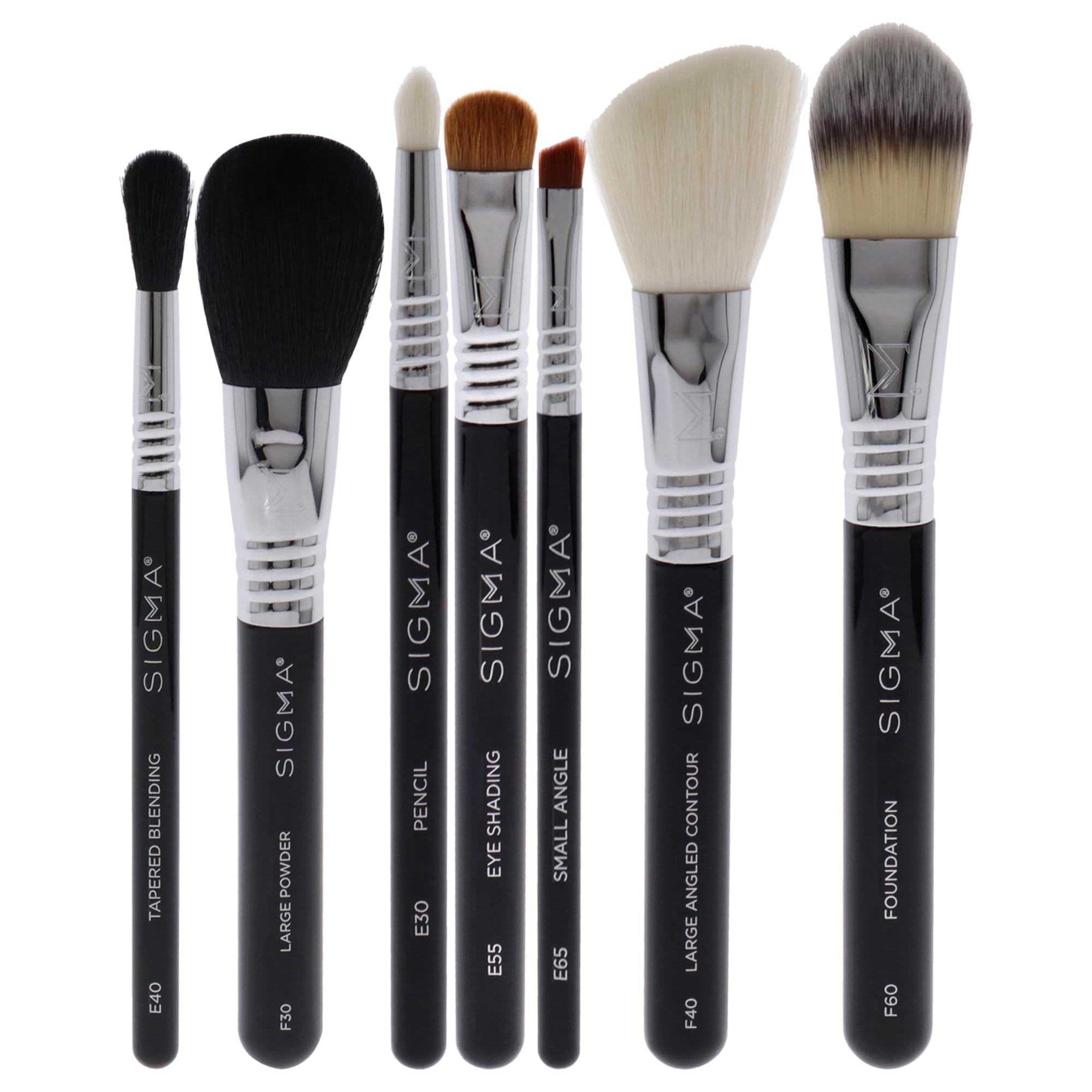 Sigma Beauty Essential Makeup Brushes Set – Professional Grade Makeup Brush Set with Premium Fibers and Sleek, Durable Handles for Face & Eyes, Includes 12 CK001 Black Makeup Brushes