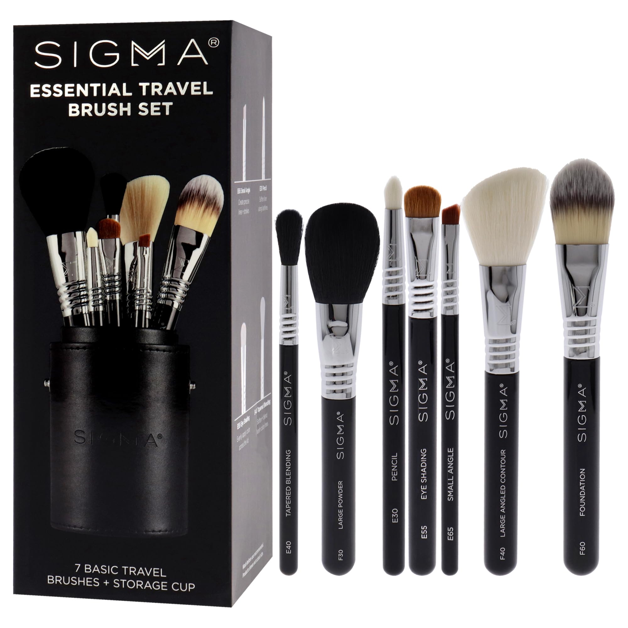 Sigma Beauty Essential Makeup Brushes Set – Professional Grade Makeup Brush Set with Premium Fibers and Sleek, Durable Handles for Face & Eyes, Includes 12 CK001 Black Makeup Brushes