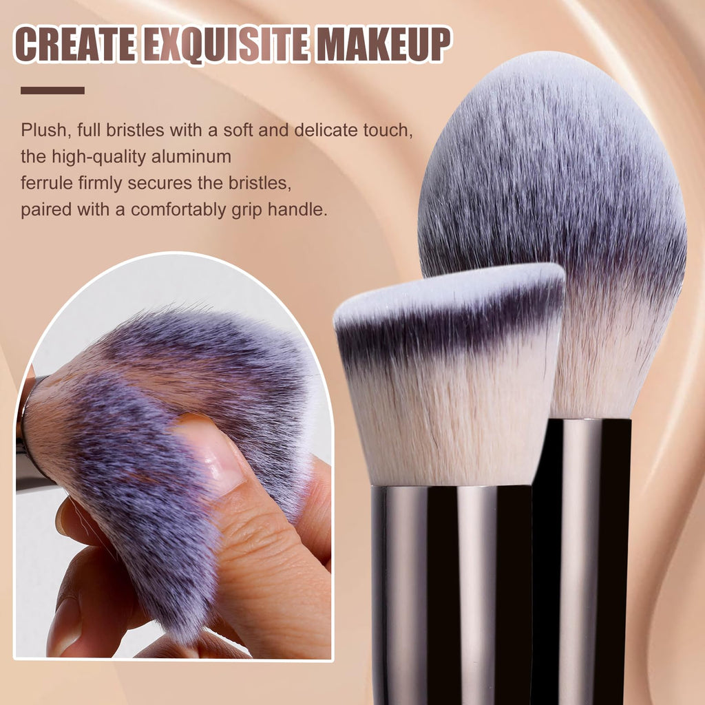 BS-MALL Professional Makeup Brush Set 18 Pcs Premium Synthetic Foundation Powder Concealers Eye Shadows Blush Makeup Brushes with Travel Case (Matte white beige)